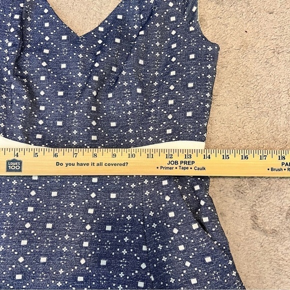 Julia Jordan Knit Jacquard Dress blue and white sleeveless womens size 4 - Picture 9 of 10